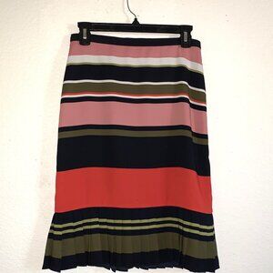 Ann Taylor Multi Colored Stripe Skirt with Pleated Hem